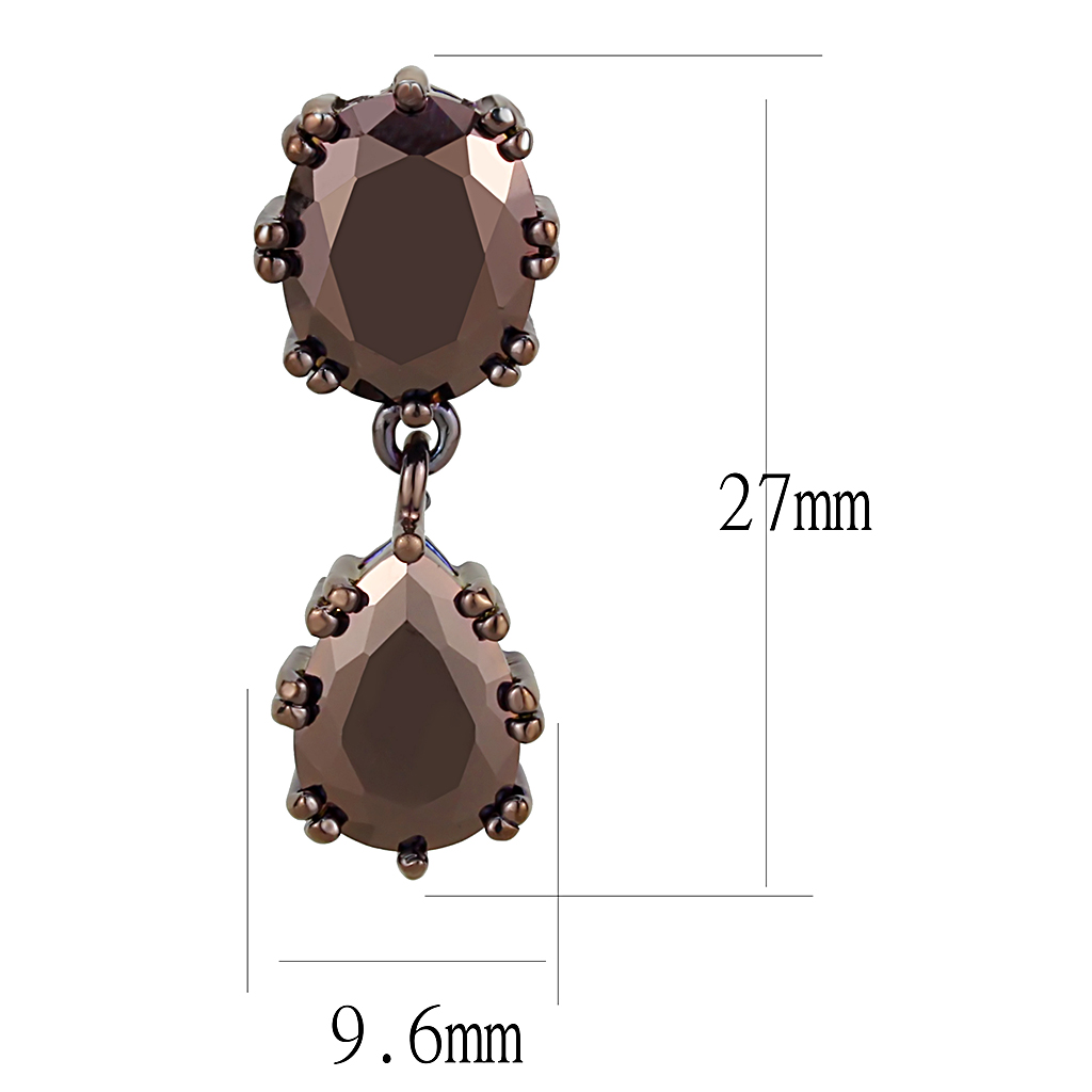 3W1121 - Brass Earrings IP Coffee light Women AAA Grade CZ Light Coffee