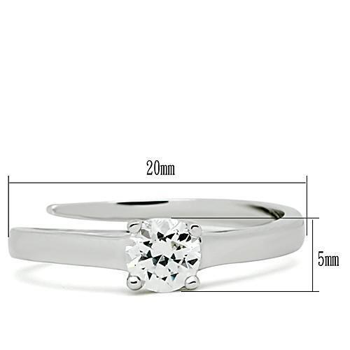 3W112 - Brass Ring Rhodium Women AAA Grade CZ Clear