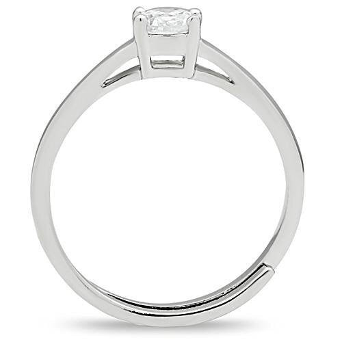 3W112 - Brass Ring Rhodium Women AAA Grade CZ Clear