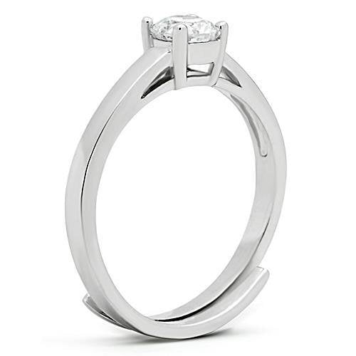 3W112 - Brass Ring Rhodium Women AAA Grade CZ Clear