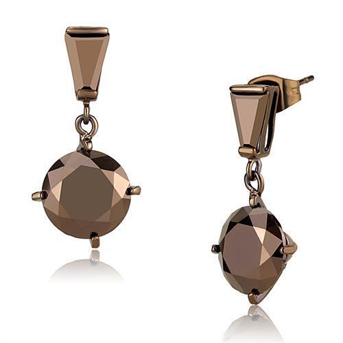 3W1133 - Brass Earrings IP Coffee light Women AAA Grade CZ Light Coffee