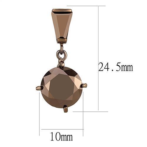 3W1133 - Brass Earrings IP Coffee light Women AAA Grade CZ Light Coffee