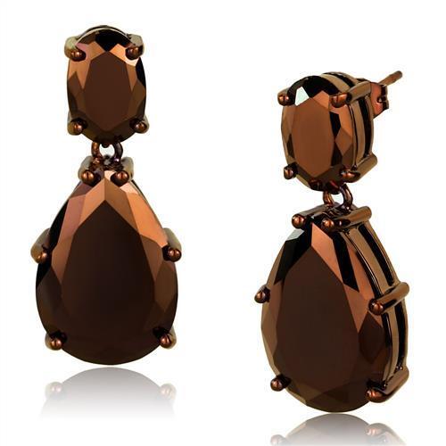 3W1135 - Brass Earrings IP Coffee light Women AAA Grade CZ Light Coffee