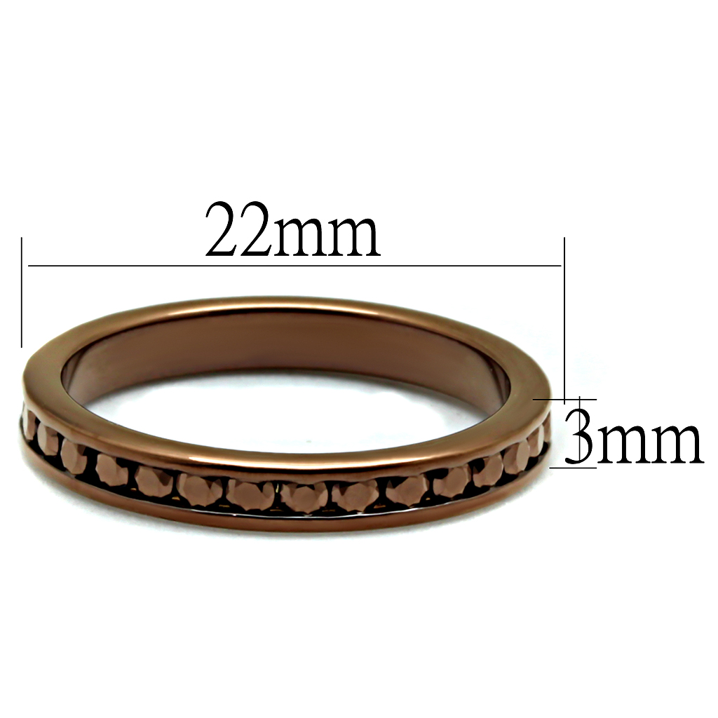 3W1137 - Brass Ring IP Coffee light Women AAA Grade CZ Brown