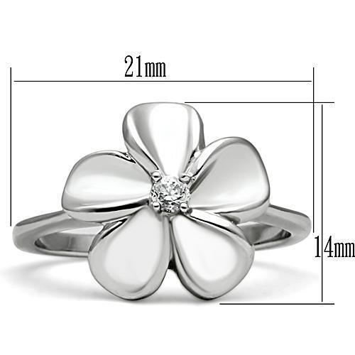 3W113 - Brass Ring Rhodium Women AAA Grade CZ Clear