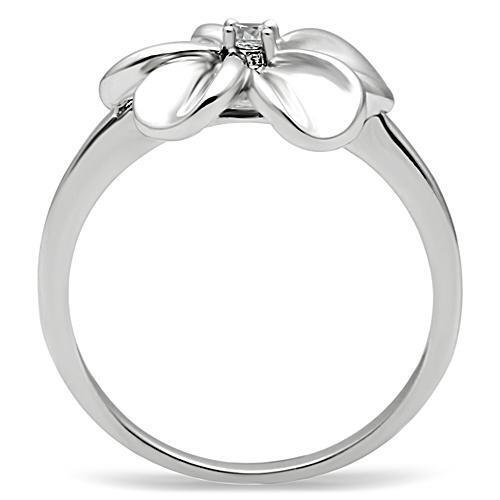 3W113 - Brass Ring Rhodium Women AAA Grade CZ Clear