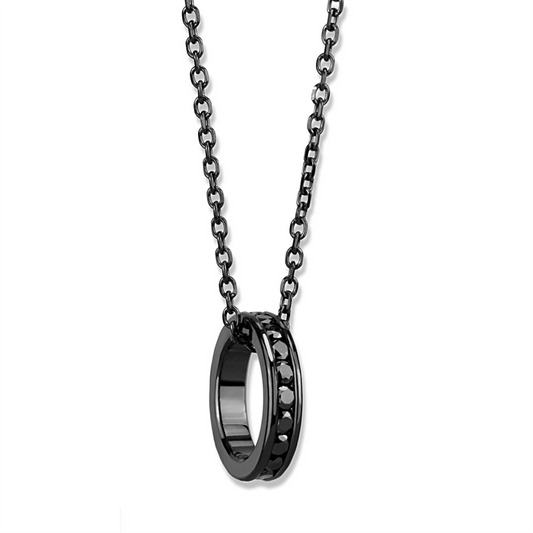 3W1144 - Brass Chain Pendant IP Light Black  (IP Gun) Women Top Grade Crystal Light Gray