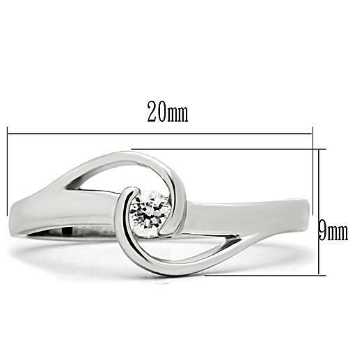 3W114 - Brass Ring Rhodium Women AAA Grade CZ Clear