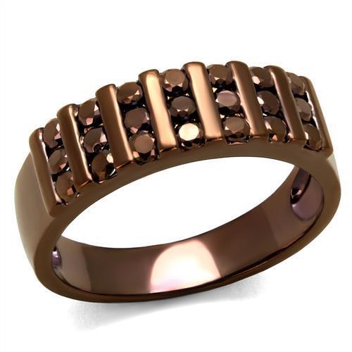 3W1164 - Brass Ring IP Coffee light Women AAA Grade CZ Light Coffee