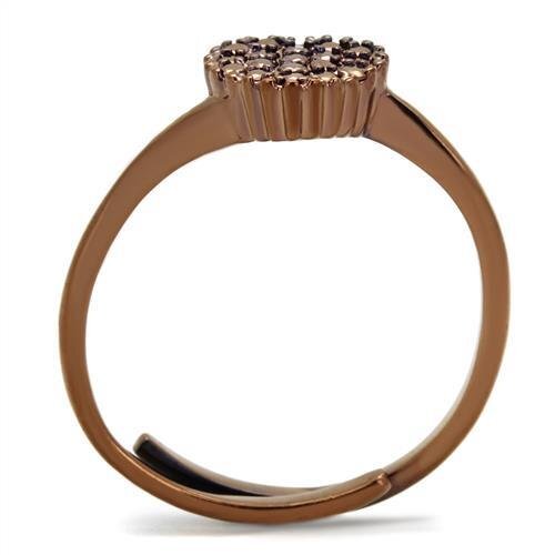 3W1166 - Brass Ring IP Coffee light Women AAA Grade CZ Light Coffee