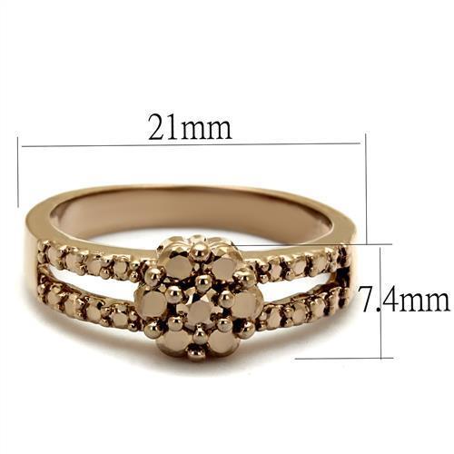 3W1192 - Brass Ring IP Rose Gold(Ion Plating) Women AAA Grade CZ Metallic Light Gold