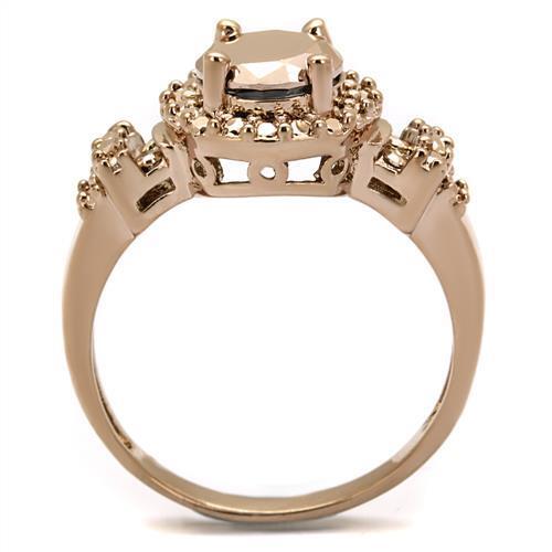 3W1193 - Brass Ring IP Rose Gold(Ion Plating) Women AAA Grade CZ Metallic Light Gold