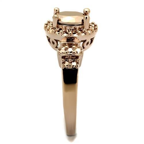 3W1193 - Brass Ring IP Rose Gold(Ion Plating) Women AAA Grade CZ Metallic Light Gold