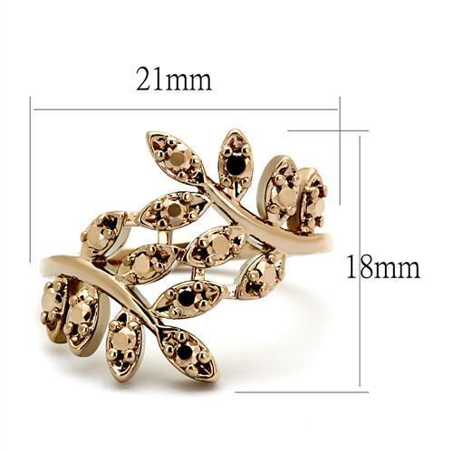 3W1194 - Brass Ring IP Rose Gold(Ion Plating) Women AAA Grade CZ Metallic Light Gold