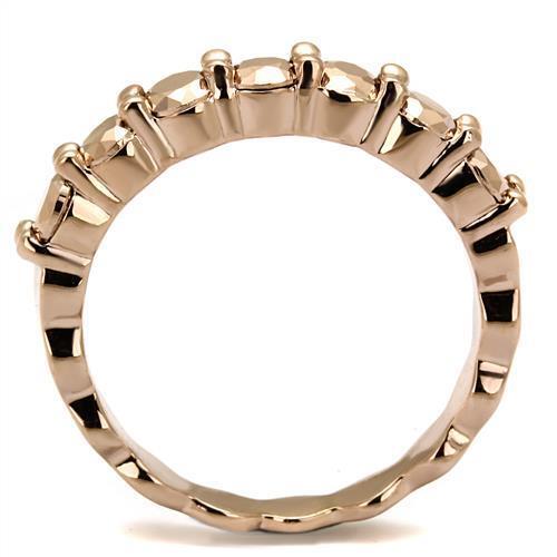 3W1195 - Brass Ring IP Rose Gold(Ion Plating) Women AAA Grade CZ Metallic Light Gold