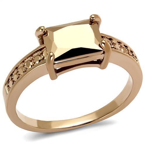 3W1197 - Brass Ring IP Rose Gold(Ion Plating) Women AAA Grade CZ Metallic Light Gold