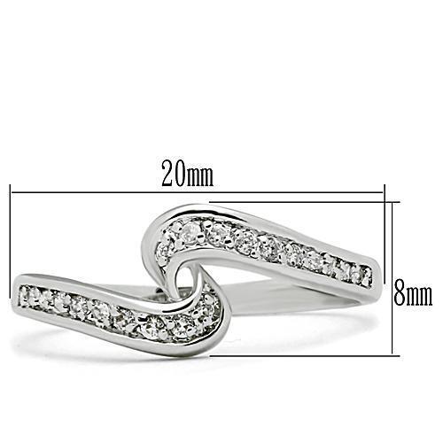 3W119 - Brass Ring Rhodium Women AAA Grade CZ Clear