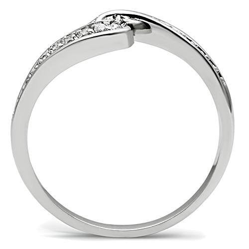 3W119 - Brass Ring Rhodium Women AAA Grade CZ Clear