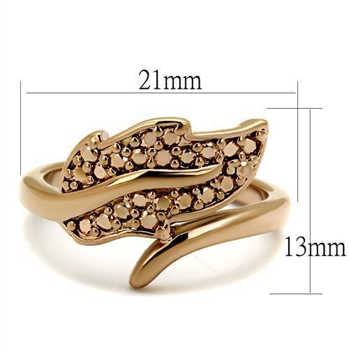 3W1200 - Brass Ring IP Rose Gold(Ion Plating) Women AAA Grade CZ Metallic Light Gold