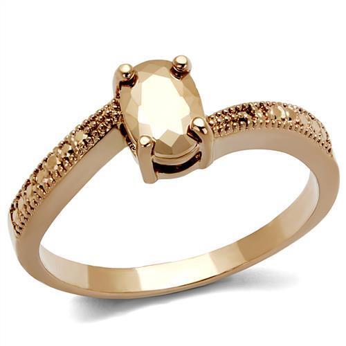 3W1201 - Brass Ring IP Rose Gold(Ion Plating) Women AAA Grade CZ Metallic Light Gold