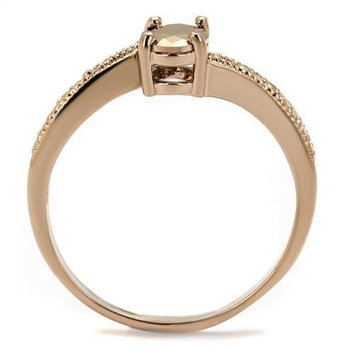 3W1201 - Brass Ring IP Rose Gold(Ion Plating) Women AAA Grade CZ Metallic Light Gold