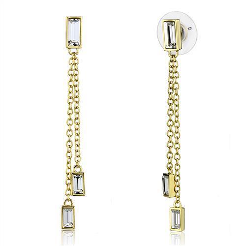 3W1202 - Brass Earrings Gold Women Top Grade Crystal Clear