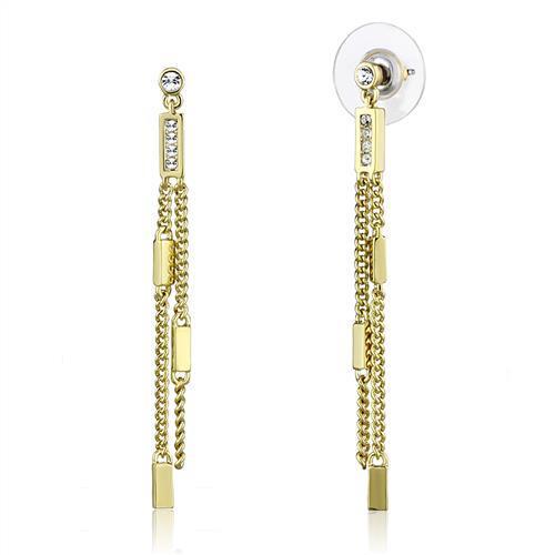 3W1203 - Brass Earrings Gold Women Top Grade Crystal Clear