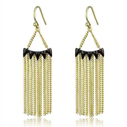 3W1206 - Brass Earrings Gold+Ruthenium Women Top Grade Crystal Clear