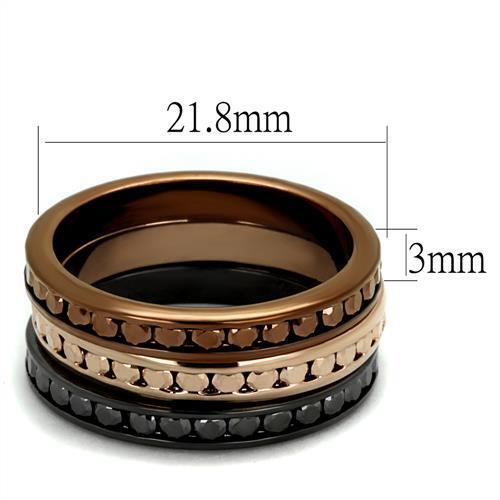 3W1208 - Brass Ring IP Rose Gold & IP Light Black & IP Light coffee Women Top Grade Crystal Multi Color