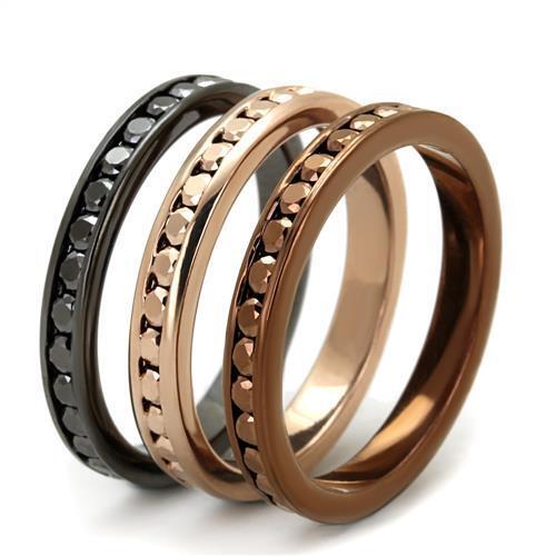 3W1208 - Brass Ring IP Rose Gold & IP Light Black & IP Light coffee Women Top Grade Crystal Multi Color