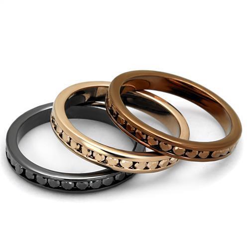 3W1208 - Brass Ring IP Rose Gold & IP Light Black & IP Light coffee Women Top Grade Crystal Multi Color