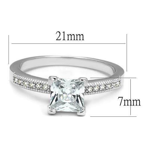 3W1209 - Brass Ring Rhodium Women AAA Grade CZ Clear