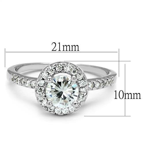 3W1210 - Brass Ring Rhodium Women AAA Grade CZ Clear