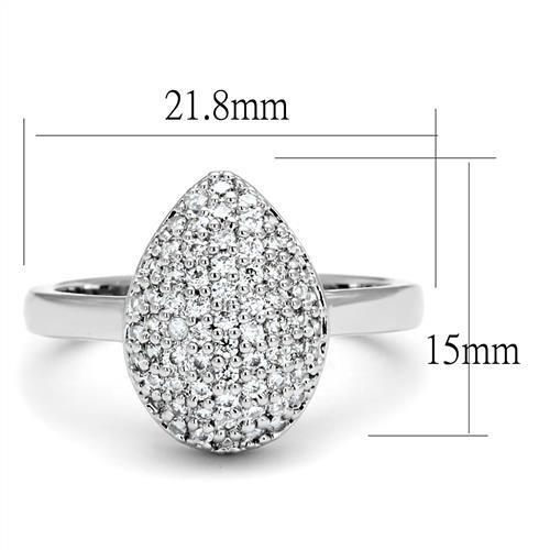 3W1211 - Brass Ring Rhodium Women AAA Grade CZ Clear