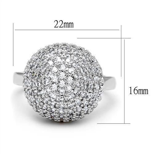 3W1213 - Brass Ring Rhodium Women AAA Grade CZ Clear