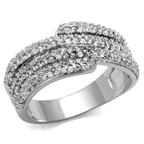 3W1214 - Brass Ring Rhodium Women AAA Grade CZ Clear