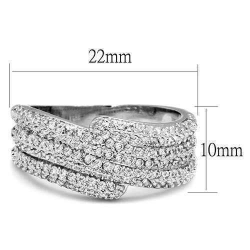 3W1214 - Brass Ring Rhodium Women AAA Grade CZ Clear