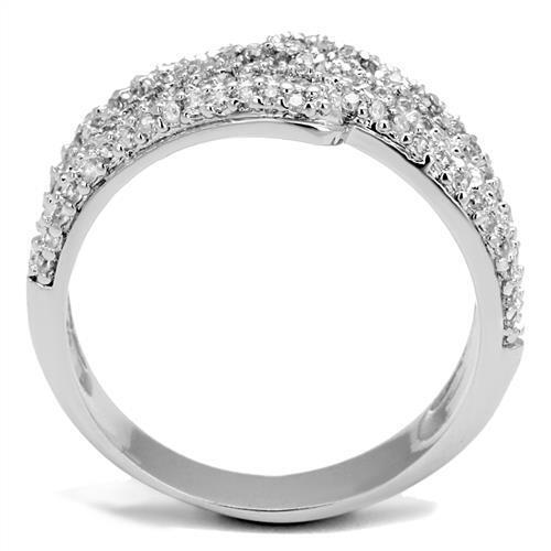 3W1214 - Brass Ring Rhodium Women AAA Grade CZ Clear