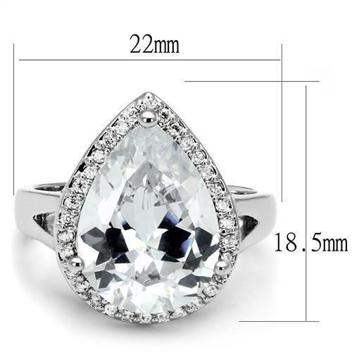 3W1215 - Brass Ring Rhodium Women AAA Grade CZ Clear