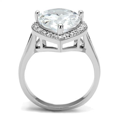 3W1215 - Brass Ring Rhodium Women AAA Grade CZ Clear