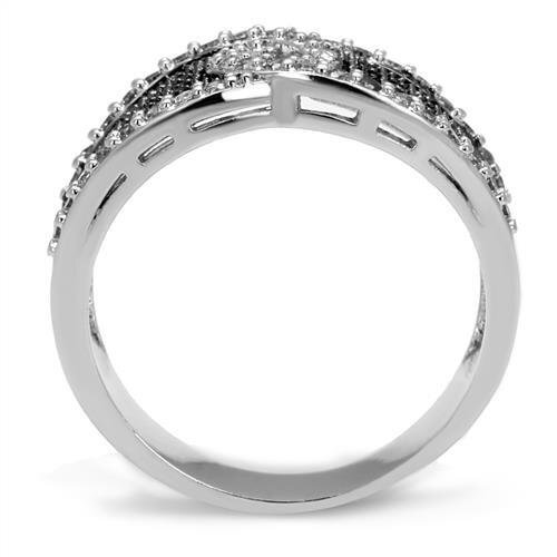 3W1216 - Brass Ring Rhodium + Ruthenium Women AAA Grade CZ London Blue