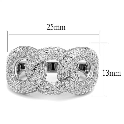 3W1218 - Brass Ring Rhodium Women AAA Grade CZ Clear