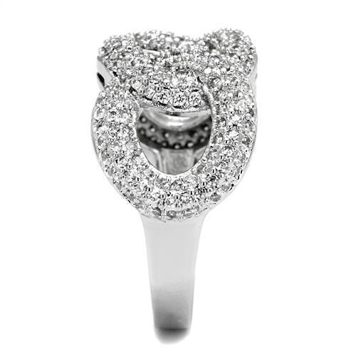 3W1218 - Brass Ring Rhodium Women AAA Grade CZ Clear