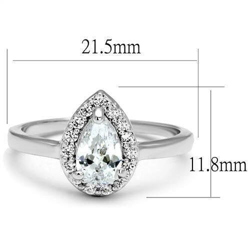 3W1219 - Brass Ring Rhodium Women AAA Grade CZ Clear