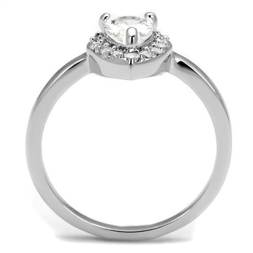 3W1219 - Brass Ring Rhodium Women AAA Grade CZ Clear