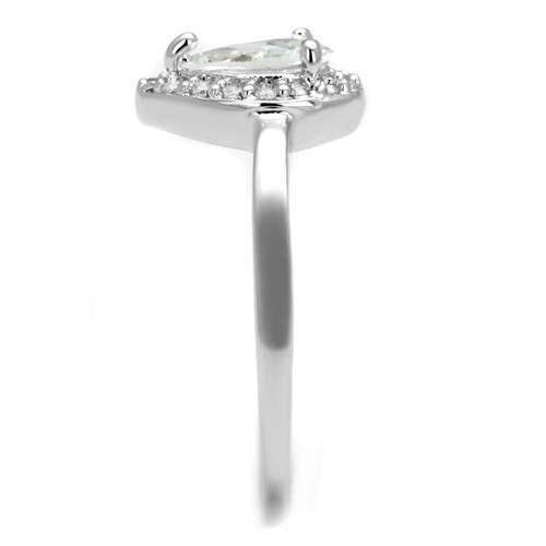 3W1219 - Brass Ring Rhodium Women AAA Grade CZ Clear