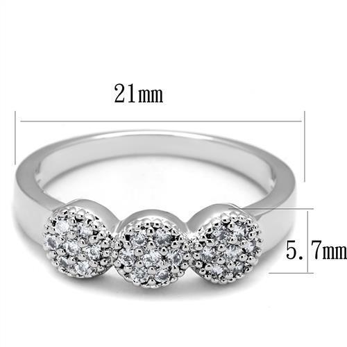 3W1220 - Brass Ring Rhodium Women AAA Grade CZ Clear