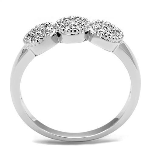 3W1220 - Brass Ring Rhodium Women AAA Grade CZ Clear