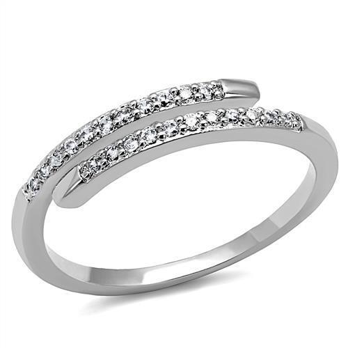 3W1222 - Brass Ring Rhodium Women AAA Grade CZ Clear