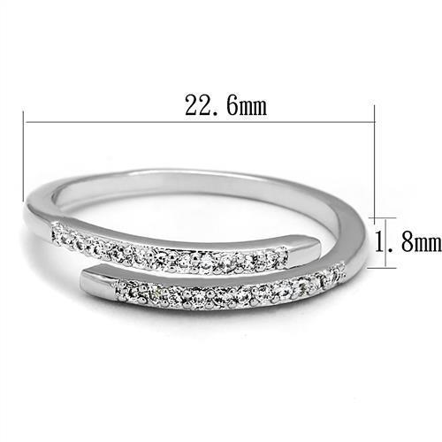 3W1222 - Brass Ring Rhodium Women AAA Grade CZ Clear